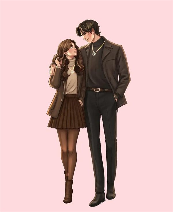 Character illustration of a couple standing side by side